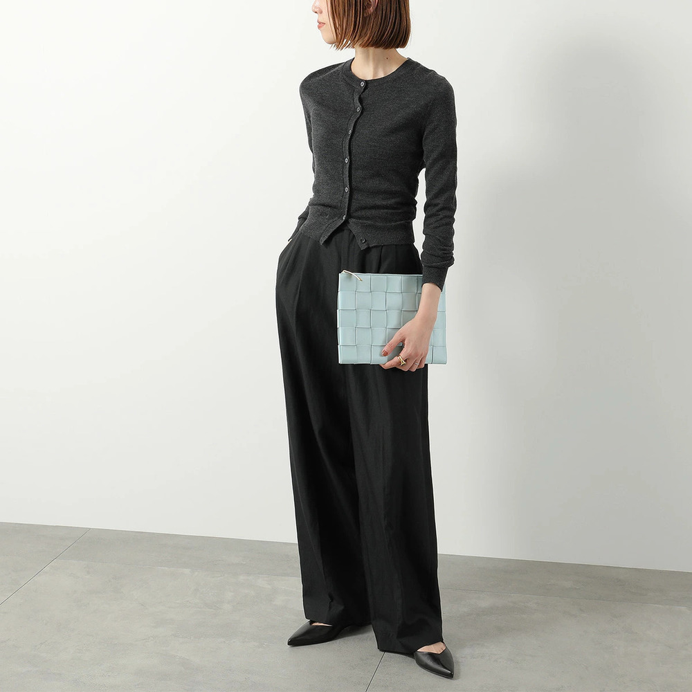 BOTTEGA VENETA Cassette Clutch Bag Maxi Intrecciato Leather Teal Blue